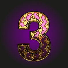 3 vector violet letter with gold