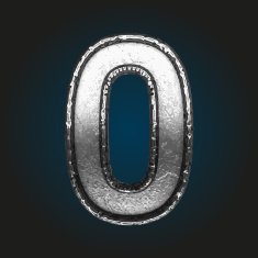 0 vector metal letter