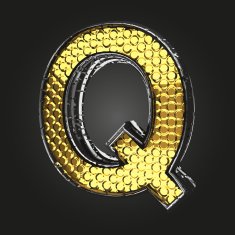 q vector golden and silver letter N2