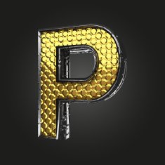 p vector golden and silver letter N2