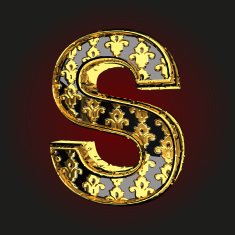 s vector black letter with gold