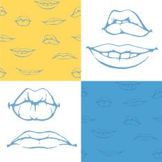 Seamless texture Human lips Set of 4 N2