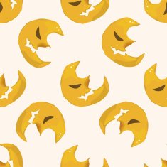 Halloween moon cartoon seamless pattern background N2