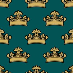 Vintage golden royal crowns seamless pattern N2