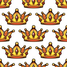 Cartoon emperor crowns seamless pattern N2