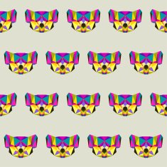 Abstract bright colored polygonal triangle geometric koala seamless pattern background N2