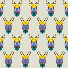 Abstract bright colored polygonal triangle geometric kangaroo seamless pattern background N2