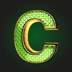 c green letter with gold