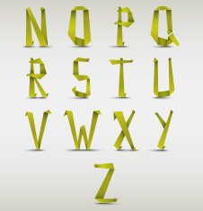 Alphabet folded green paper abstract template N2