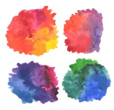 Set of Bright Multicolored Watercolor Splotches