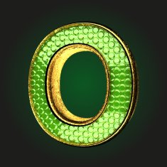 o green letter with gold