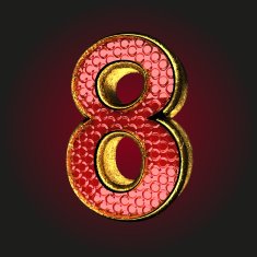 8 red letter with gold