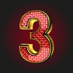 3 red letter with gold