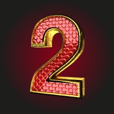 2 red letter with gold