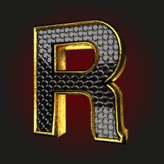 r black letter with gold