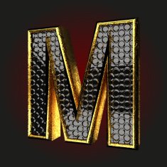 m black letter with gold
