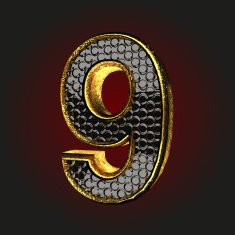 9 black letter with gold