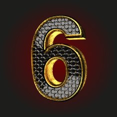 6 black letter with gold
