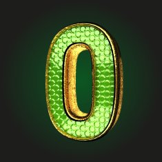 0 green letter with gold