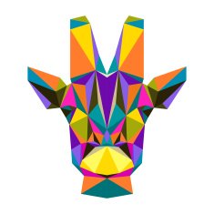 Abstract bright colored polygonal triangle geometric giraffe isolated on white N2