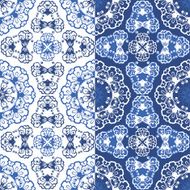 Seamless blue color floral patterns Ornamental Background N2