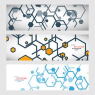 Set abstract modern pattern of hexagons circuits N5