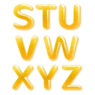 Yellow honey jelly alphabet Glossy letters