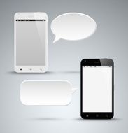 Abstract black and white smart phone with dialog bubble