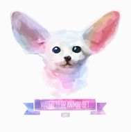 Vector set of watercolor illustrations Cute fox