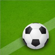 Glossy soccer ball on the field Vector background