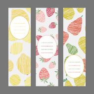 Series of Harvest berry ornament Set Vertical Fruit Banners