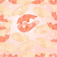 Seamless texture shells and pearl vector