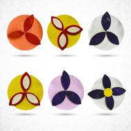 Round vintage decorative flower elements Handmade