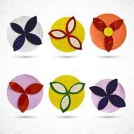 Round vintage decorative flower elements Handmade N3