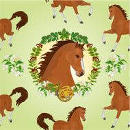 Seamless texture hestnut horse head of stallion vector