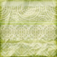 vector seamless floral borders on crumpled green foil paper texture