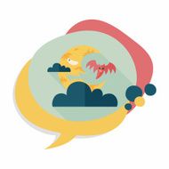 Halloween moon flat icon with long shadow eps10 N14