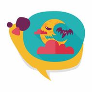 Halloween moon flat icon with long shadow eps10 N15