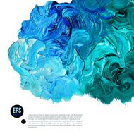 Cloud of blue and green oil paints isolated on white N3