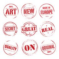 Set of red vector grunge stamps