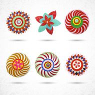 Decorative floral set flowers Made of paper layers