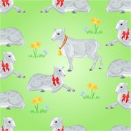 Seamless texture easter lambs and daffodils vector
