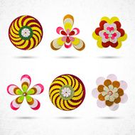 Big set of beautiful colorful flowers Vector illustration