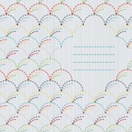 Text frame Traditional Japanese Embroidery Ornament with arcs Sashiko pattern