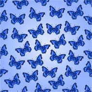 Seamless texture blue butterflies vector N2
