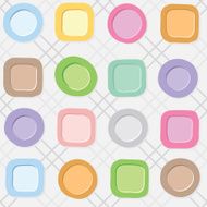 Colorful Plates on a checkered white background Seamless vector pattern
