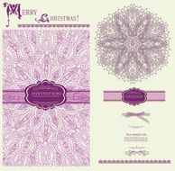 Design purple invitation merry Christmas vector N2