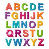 3D colorful alphabet grunge font style N2