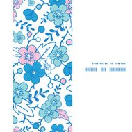 Vector blue and pink kimono blossoms vertical frame seamless pattern N2