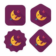 Halloween moon flat icon with long shadow eps10 N18